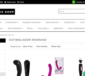 Hot Sex Shop Página Categorias